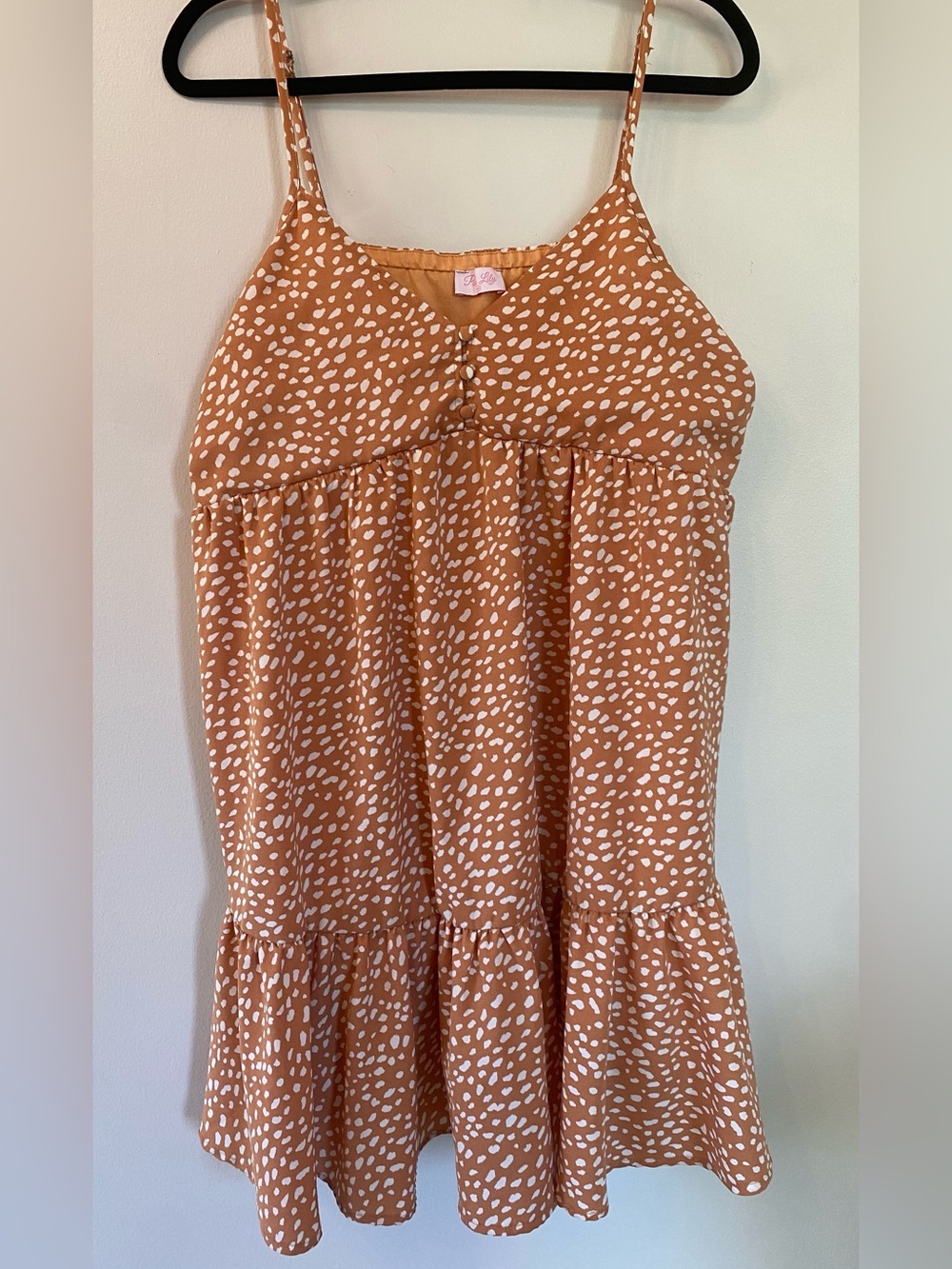 Pink Lily Women’s Ruffle Bottom Spot Print Spaghetti-Strap Sundress